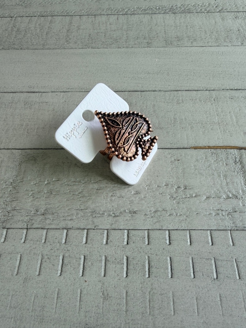 Copper Western Boot Stitch Ace Ring New